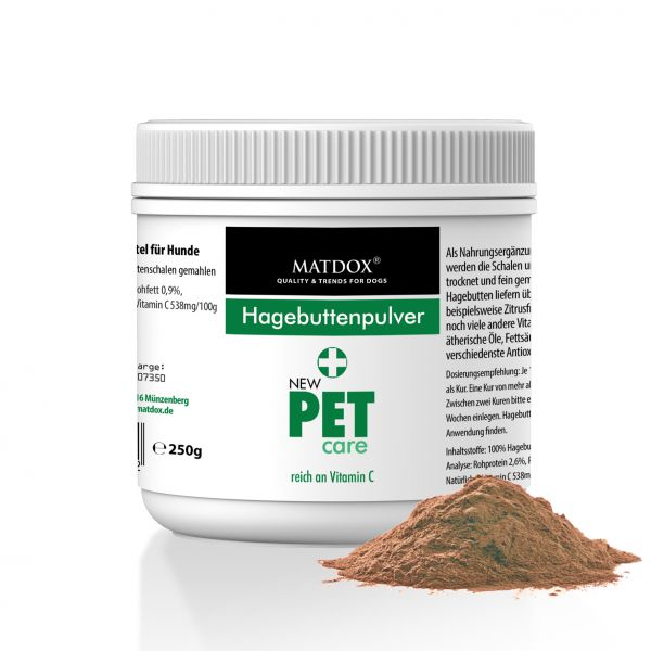 Nahrungsergänzung für Hunde - Hagebuttenpulver 250g  - Fettsäuren - Vitamin C