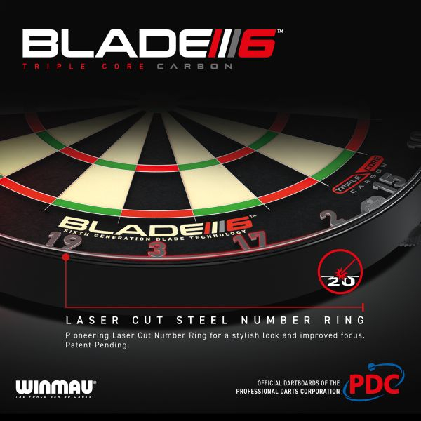 Dartboard Winmau Blade 6 Triple Core Carbon PDC